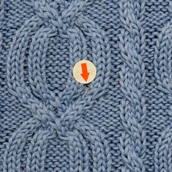 J Jill Cardigan Sweater 3/4 Bell Sleeve Cable Knit Cottage Y2K Preppy Blue Small - Picture 6 of 9